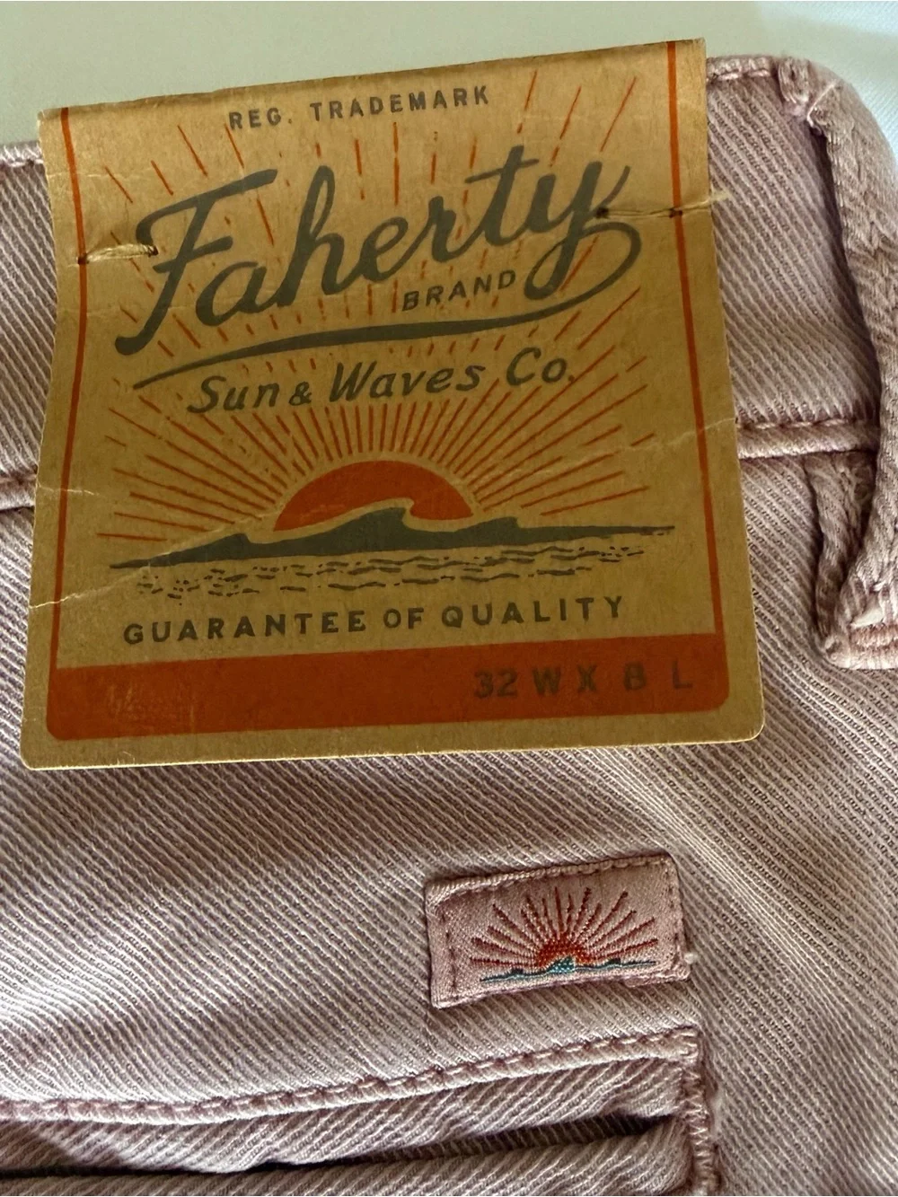 Faherty Brand Cosstline Men’s Chino Short Spring Quartz Size 32/8” Inseam NWT